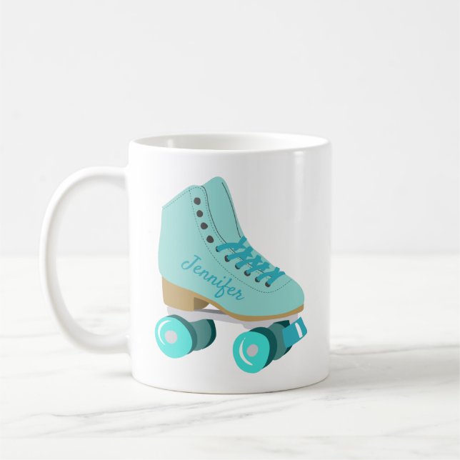 Aquamariner Blue Retro Quad Roller Skate Personali Kaffeetasse (Links)