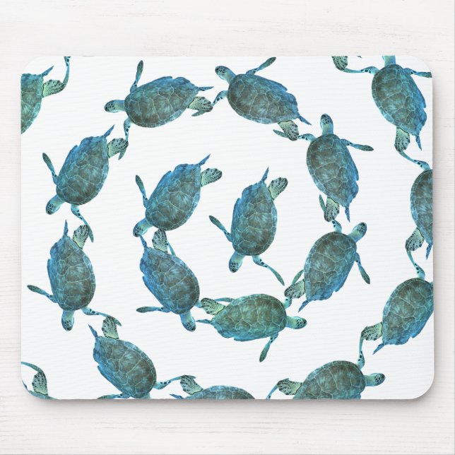 Aquamariner Blue Sea Turtles Ocean Eleganter Stran Mousepad (Vorne)
