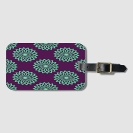 Aquamariner Blumendruck auf lila Gepäckanhänger