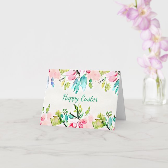 Aquamariner Blumenrahmen in Rosa Karte (Orchidee)