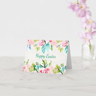Aquamariner Blumenrahmen in Rosa Karte
