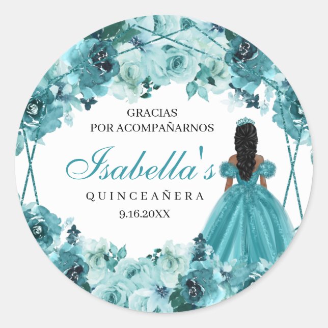 Aquamariner Blumensticker Runder Aufkleber (Vorderseite)