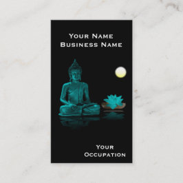 Aquamariner Buddha und Lotus auf der Black Busines Visitenkarte