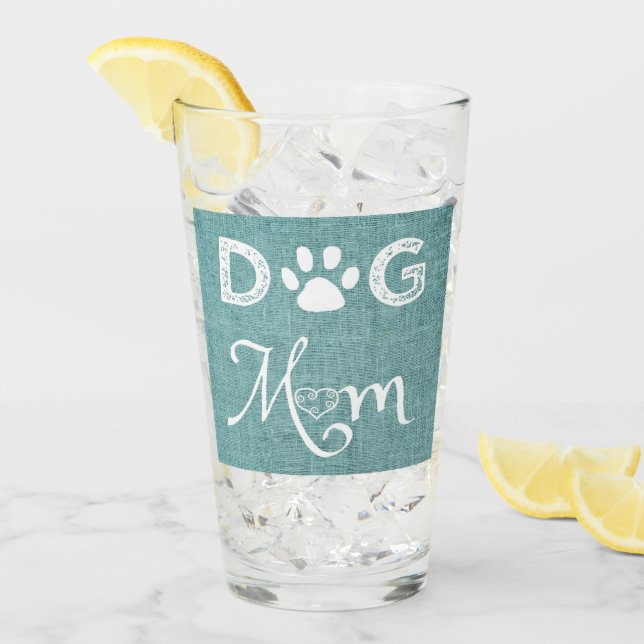 Aquamariner Burlap Hund Mama Glass Cup Glas (Vorderseite Ice)