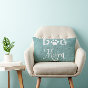 Aquamariner Burlap Hund Mama Lumbar Kissen