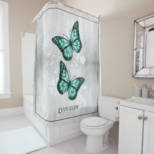 Aquamariner Butterfly-Blumenduschvorhang Duschvorhang