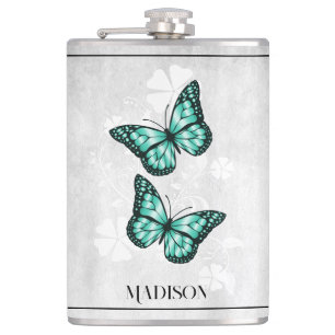 Aquamariner Butterfly-Flor Flachmann