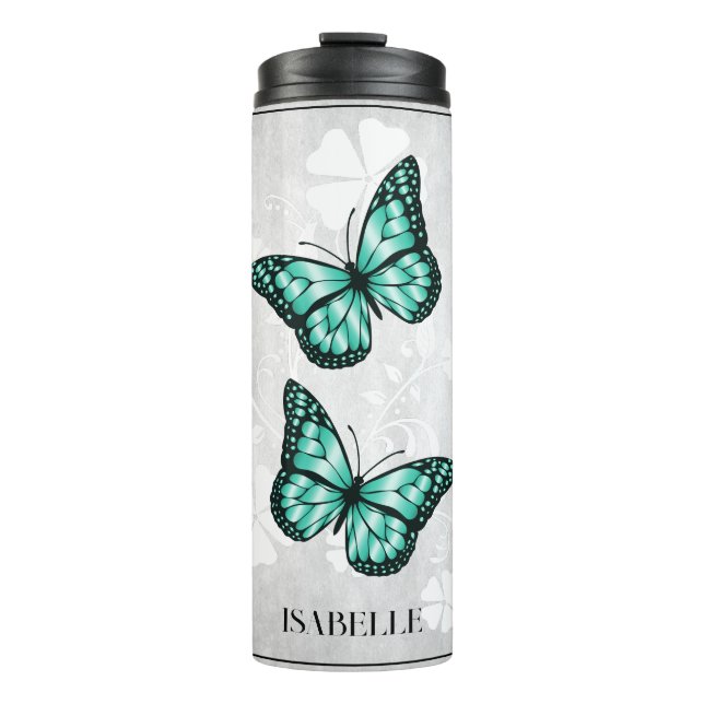 Aquamariner Butterfly Personalisierter Butterfly-W Thermosbecher (Vorderseite)
