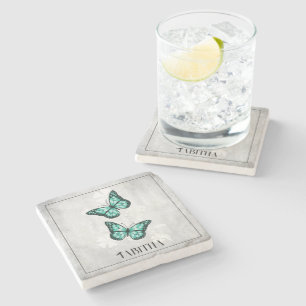 Aquamariner Butterfly Personalisierter Stein Unter Steinuntersetzer