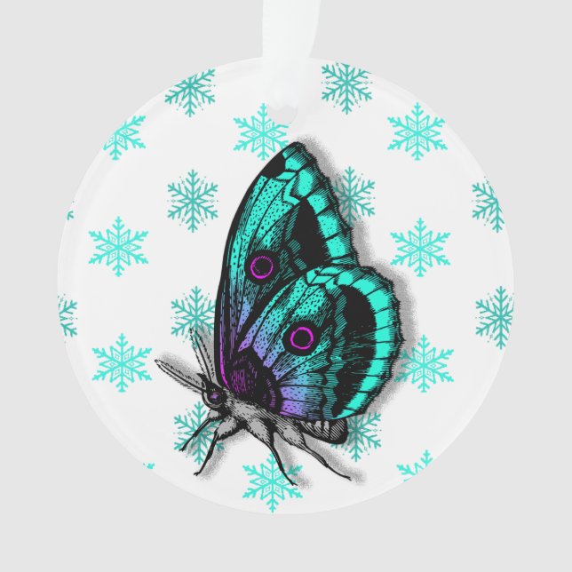 Aquamariner Butterfly Persönliche Nachricht - Weih Ornament (Vorderseite)