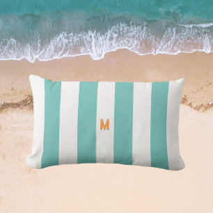 Aquamariner Cabana-Streifen und Personalisierte Or Kissen Für Draußen