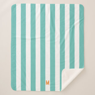 Aquamariner Cabana-Streifen und Personalisierte Or Sherpadecke