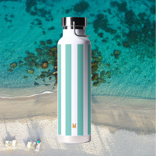 Aquamariner Cabana-Streifen und Personalisierte Or Trinkflasche