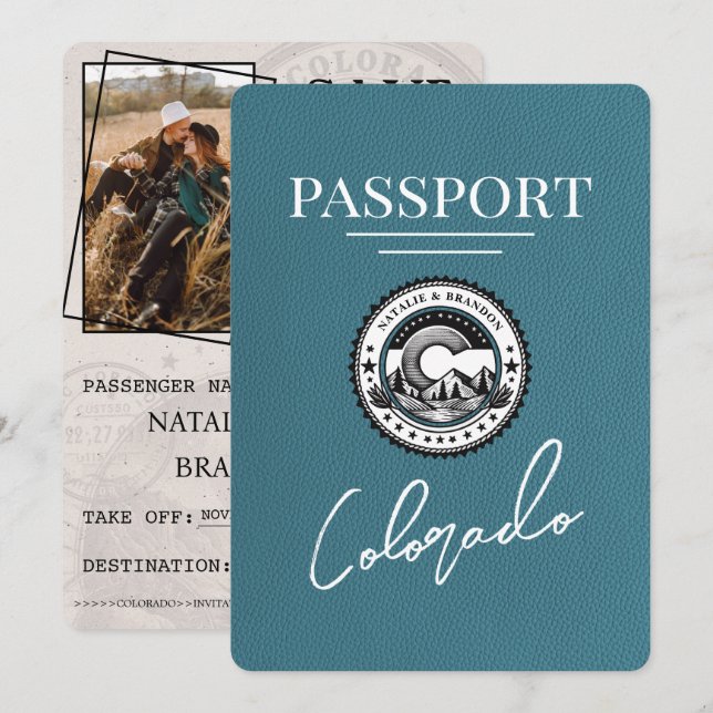 Aquamariner Colorado Passport Save the Date (Vorne/Hinten)