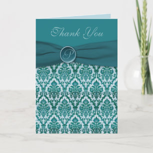 Aquamariner Damask Dankeschön Karte