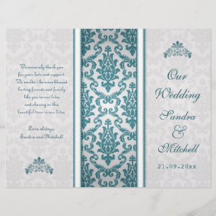 Aquamariner Damast auf Silberhochzeit