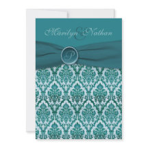 Aquamariner Damast-mit Monogramm