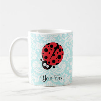 Aquamariner Damast-Muster-Marienkäfer Tasse
