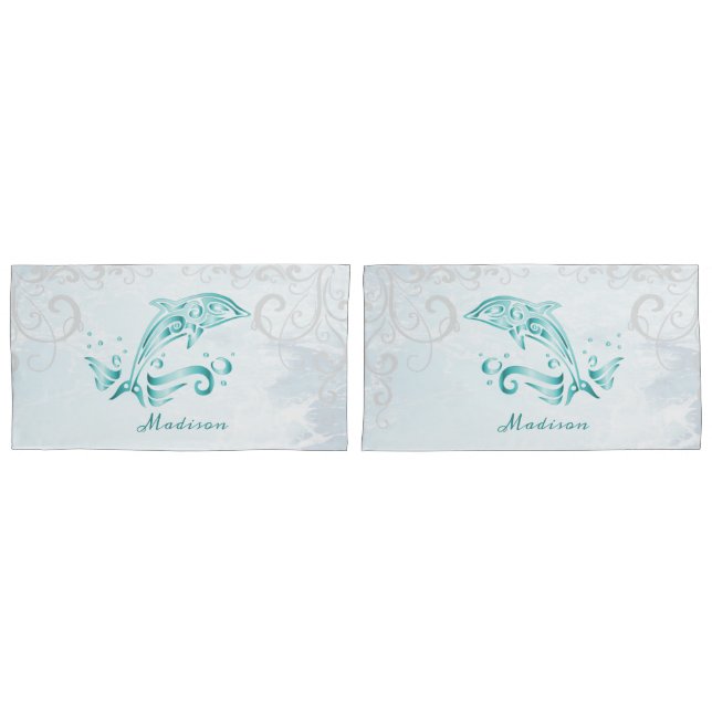 Aquamariner Delphin Personalisiert Pillow Case Kissenbezug (Vorderseite-Set)