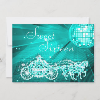 Aquamariner Disco-Ball, Princess Coach & Horses Sw Einladung