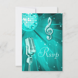 Aquamariner Disco-Ball & Retro-Mikrofon-UAWG RSVP Karte