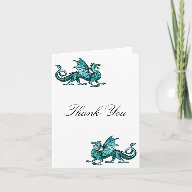 Aquamariner Drache Dankeschön Karte (Vorderseite)