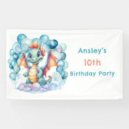 Aquamariner Drache mit Balloon Arch Geburtstagspar Banner