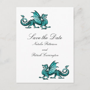Aquamariner Drache Save the Date Postkarte