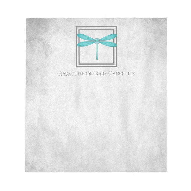 Aquamariner Dragonfly Personalisierter Notepad Notizblock (Vorderseite)