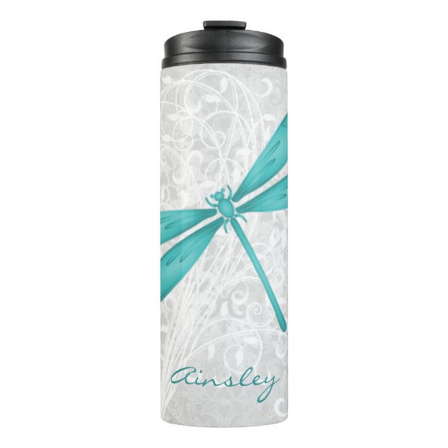 Aquamariner Dragonfly Personalisierter Thermaltumb Thermosbecher (Vorderseite)