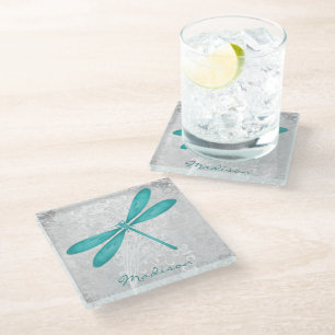 Aquamariner Dragonfly-Personalisierter Untersetzer