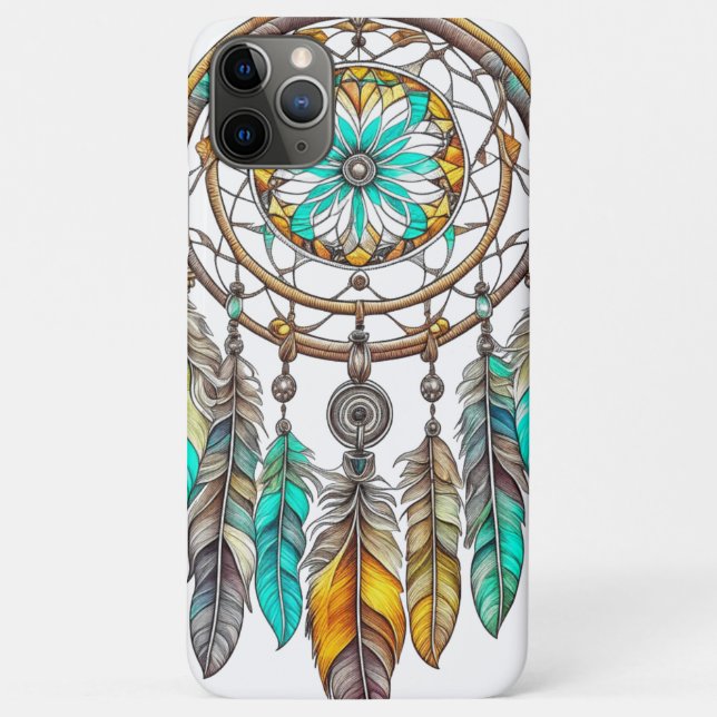 Aquamariner Dreamcatcher Mystical Boho Feathers an Case-Mate iPhone Hülle (Rückseite)