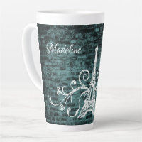 Aquamariner Eiffelturm Grunge Latte Tasse