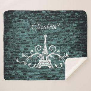 Aquamariner Eiffelturm Grunge Sherpa Blanket Sherpadecke