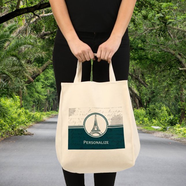 Aquamariner Eiffelturm Tragetasche (Teal Eiffel Tower Tote Bag)