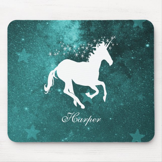 Aquamariner Einhorn-Personalisiert-Mauspad Mousepad (Vorne)