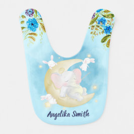 Aquamariner Elefant Crescent Moon Personalisierter Babylätzchen