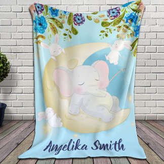 Aquamariner Elefant Crescent Moon Personalisierter Sherpadecke