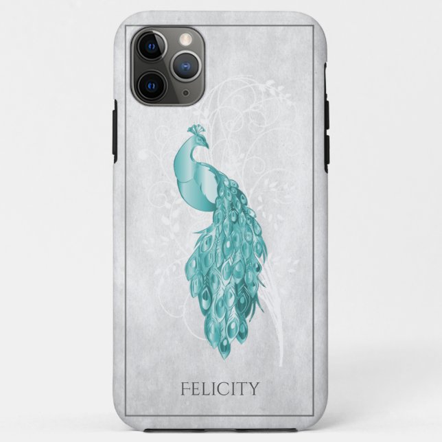 Aquamariner Elegant Peacock Case-Mate iPhone Case (Rückseite)