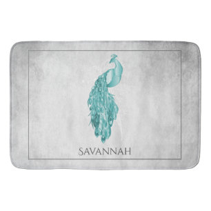Aquamariner Eleganter Pfau Personalisierter Badema Badematte