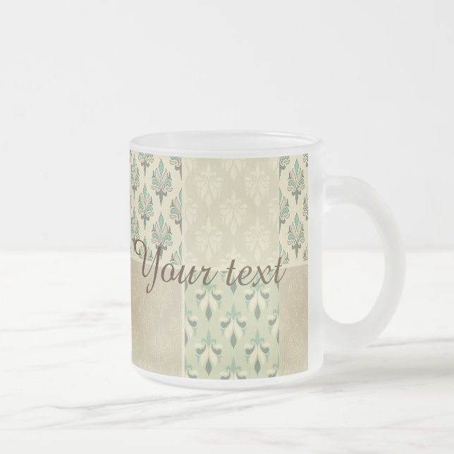 Aquamariner Farbfall Damasal königlichen Chic eleg Mattglastasse (Rechts)