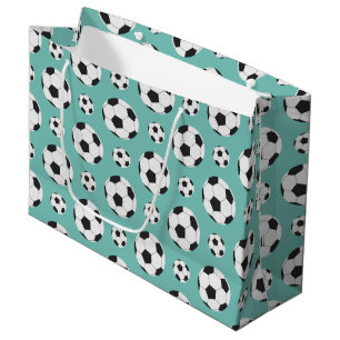 Aquamariner Fußball-Ball-Muster Green Blue Birthda Große Geschenktüte