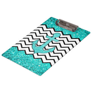 Aquamariner Glitteranker und Zickzack Klemmbrett
