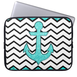 Aquamariner Glitteranker und Zickzack Laptopschutzhülle