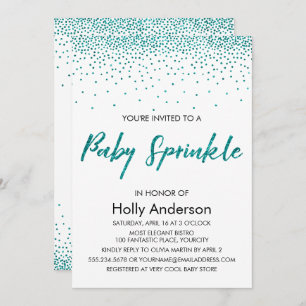 Aquamariner Glitzer Confetti & Typografie Baby Spr Einladung