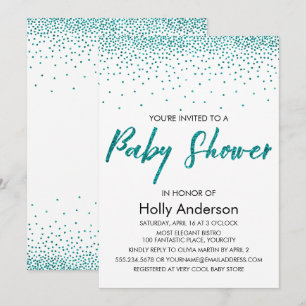 Aquamariner Glitzer Confetti & Typografie Kinderdu Einladung