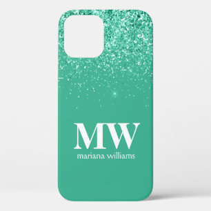 Aquamariner Glitzer Eleganter Script Name Case-Mat Case-Mate iPhone Hülle