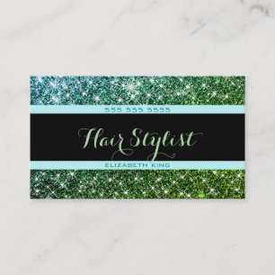 Aquamariner Glitzer Glam Social Media Hair Stylist Visitenkarte