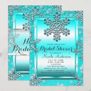 Aquamariner Glitzer Glam Winter Wonderland Schneef Einladung