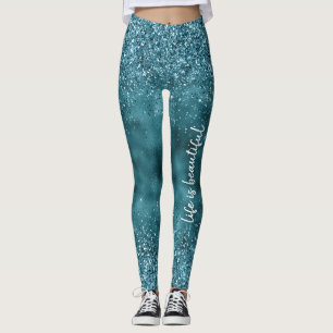 Aquamariner Glitzer Glitz Funkglasur personalisier Leggings